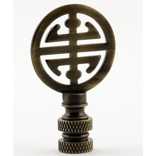 Classic 4 Blessings Asian Lamp Finial Antique Brass Metal 2.25"h