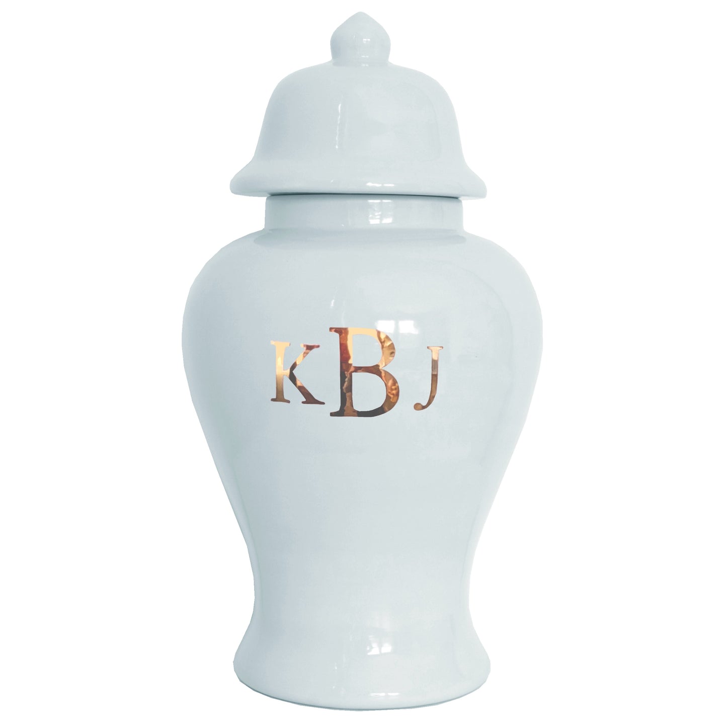 Classic Monogram Ginger Jars in Hydrangea Light Blue