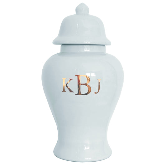 Classic Monogram Ginger Jars in Hydrangea Light Blue