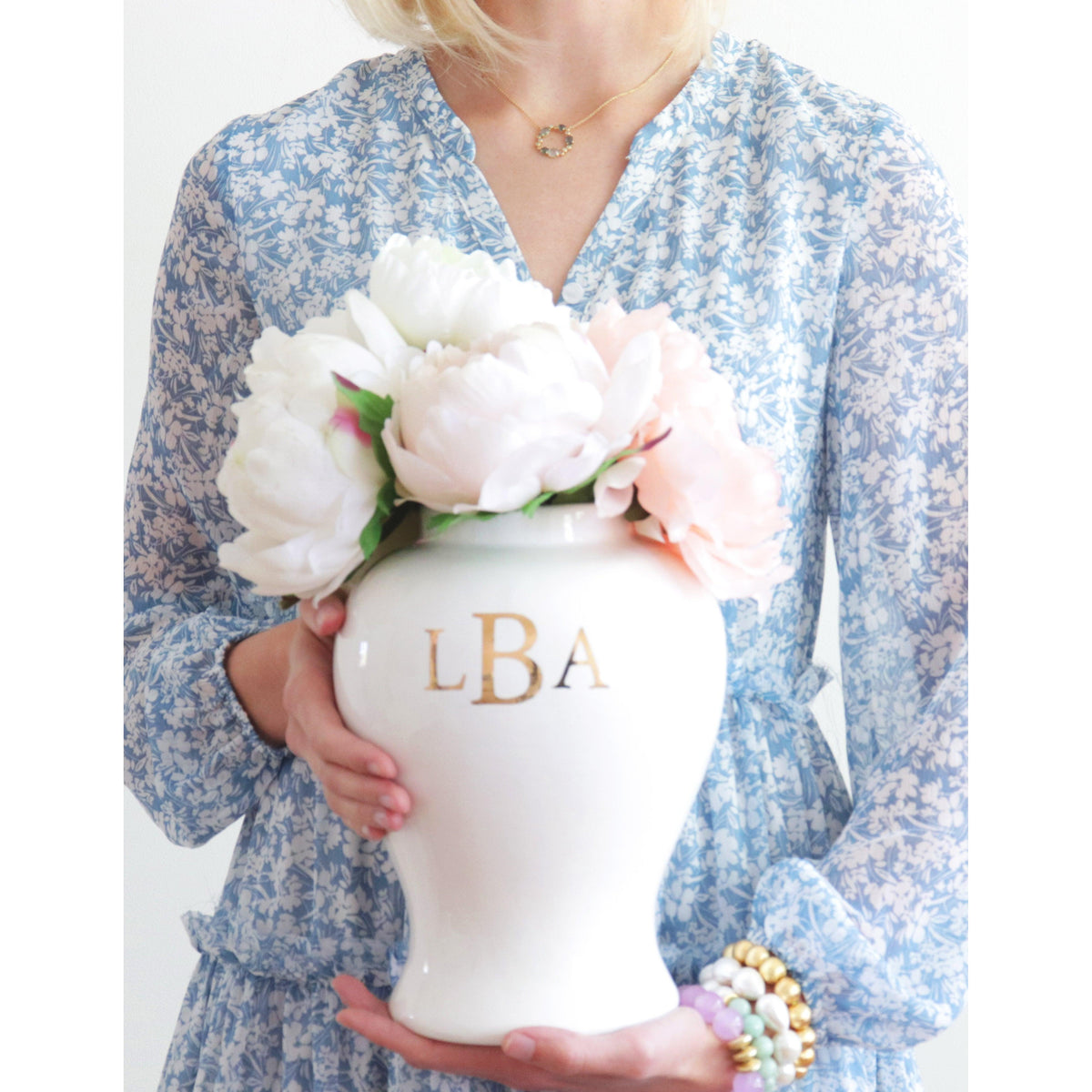 Classic Monogram Ginger Jars in Sea Glass