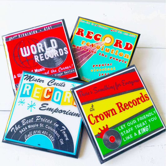 a group of colorful coasters