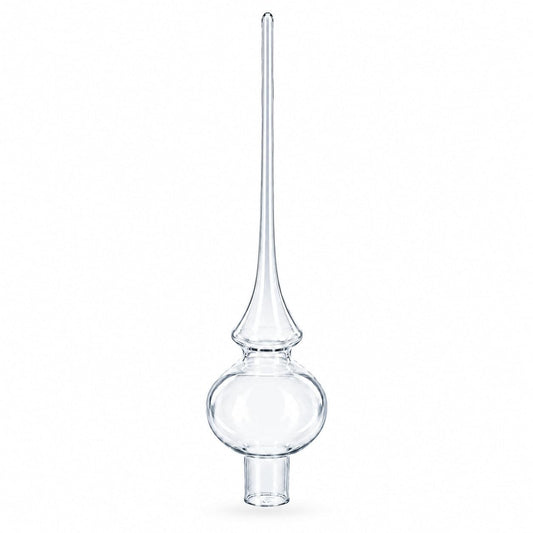 Clear Mouth-Blown Finial Glass Christmas Tree Topper 11 Inches