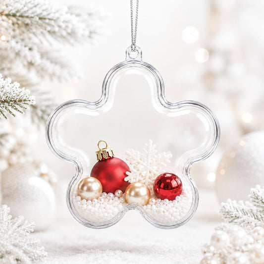 Clear Plastic Flower Ornament  3.55 Inches (90 mm)