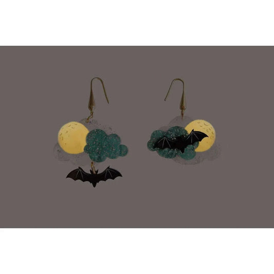 Cloud with Bats Halloween Earrings by Laliblue