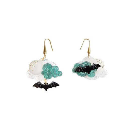 Cloud with Bats Halloween Earrings by Laliblue