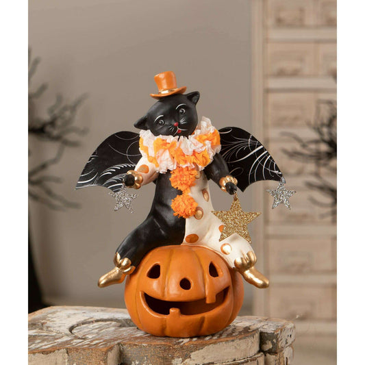Clowning Cat on Jack | Halloween Decor | Bethany Lowe