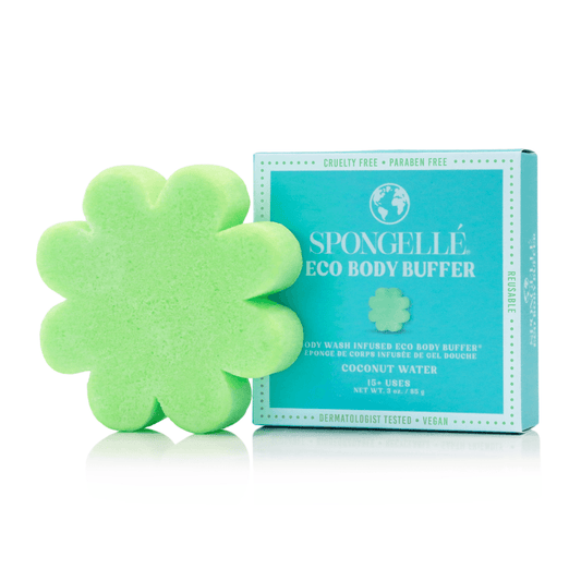 a sponge in a flower shape next to a box