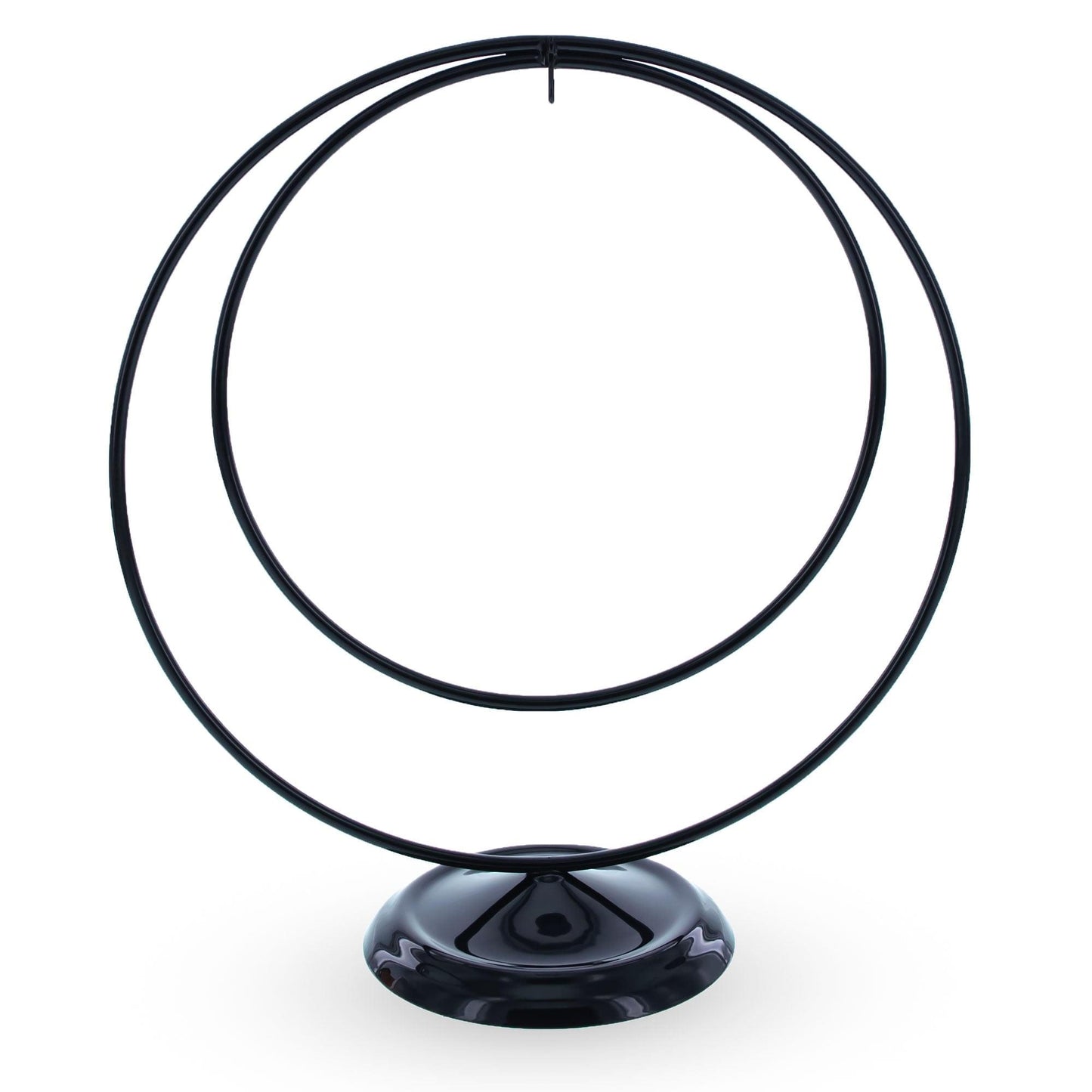 Contemporary Double Circle Black Painted Metal Ornament Display Stand 8.2 Inches