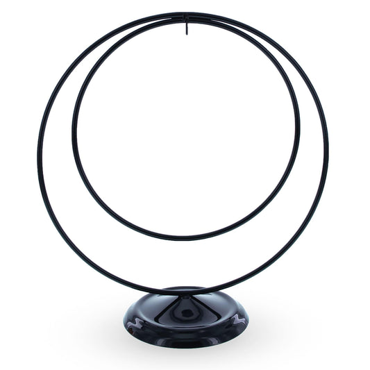 Contemporary Double Circle Black Painted Metal Ornament Display Stand 8.2 Inches
