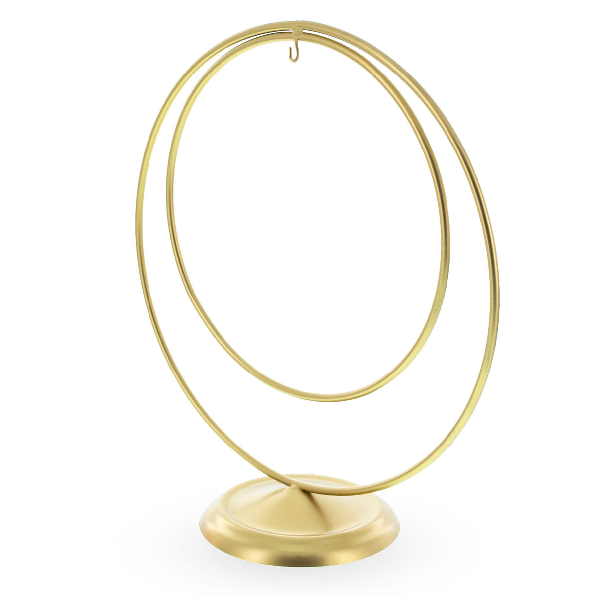 Contemporary Double Circle Gold Metal Ornament Display Stand 8.2 Inches