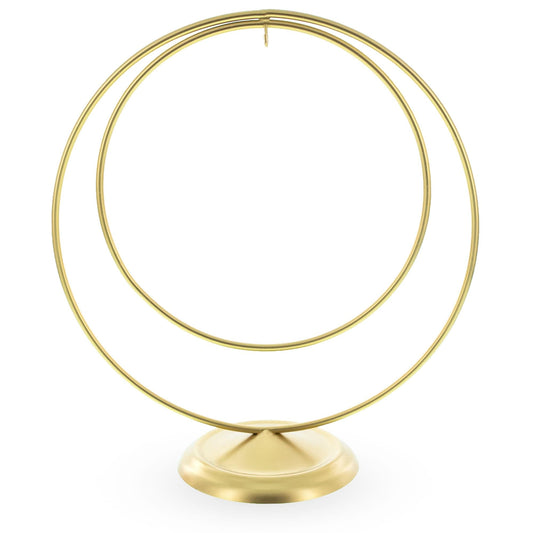 Contemporary Double Circle Gold Metal Ornament Display Stand 8.2 Inches