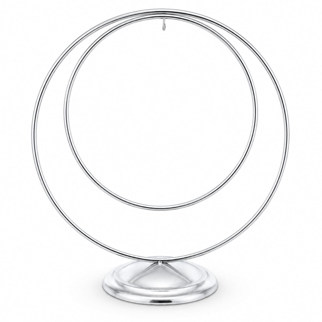 Contemporary Double Circle Silver Metal Ornament Display Stand 8.2 Inches