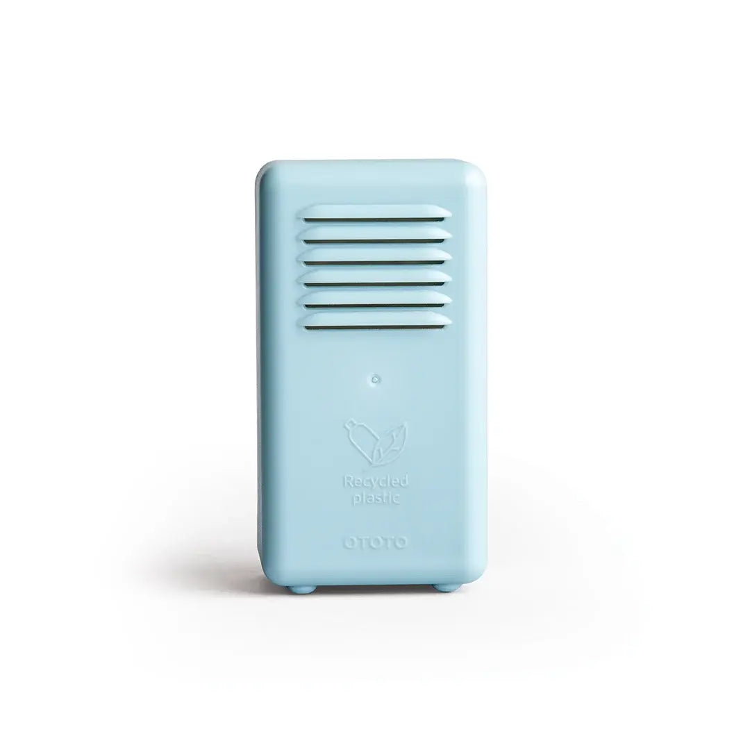 a blue rectangular object with a vent