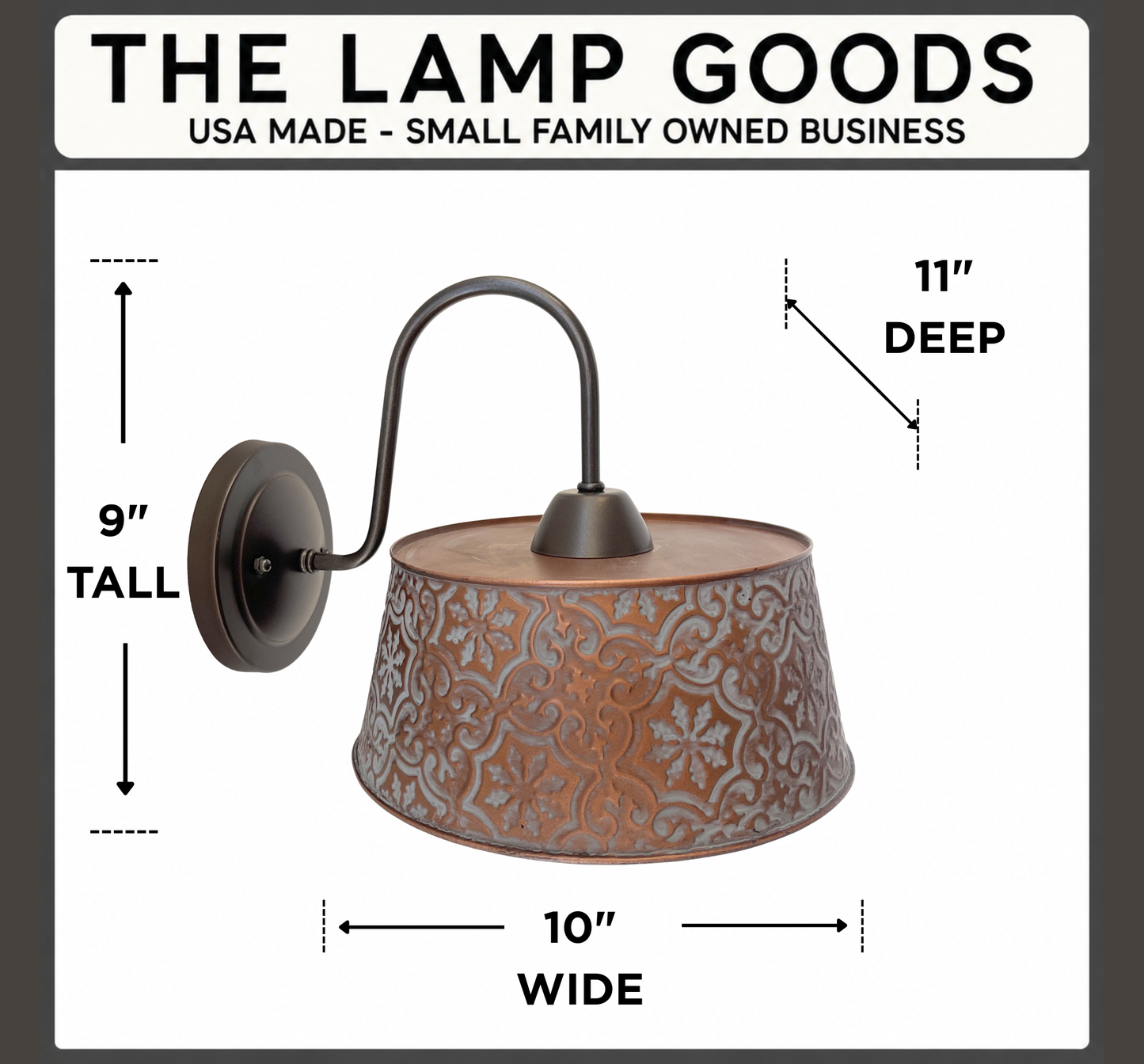 Ornate Copper | 10" Wall Sconce 1-Light Fixture