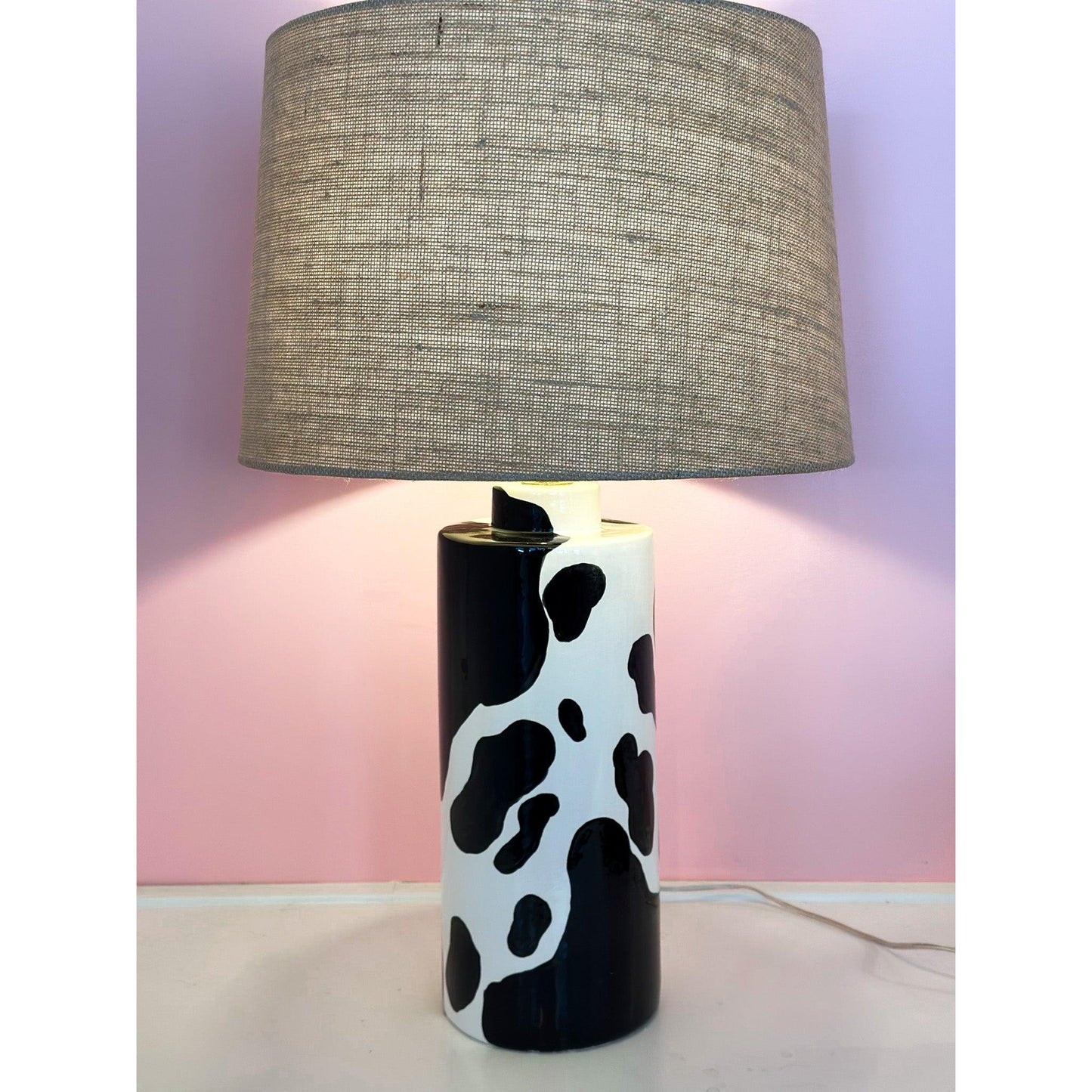 Cow Print Column Lamp