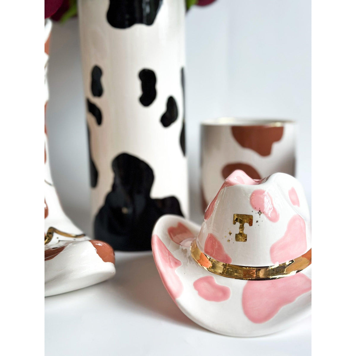 Cow Print Column Vase