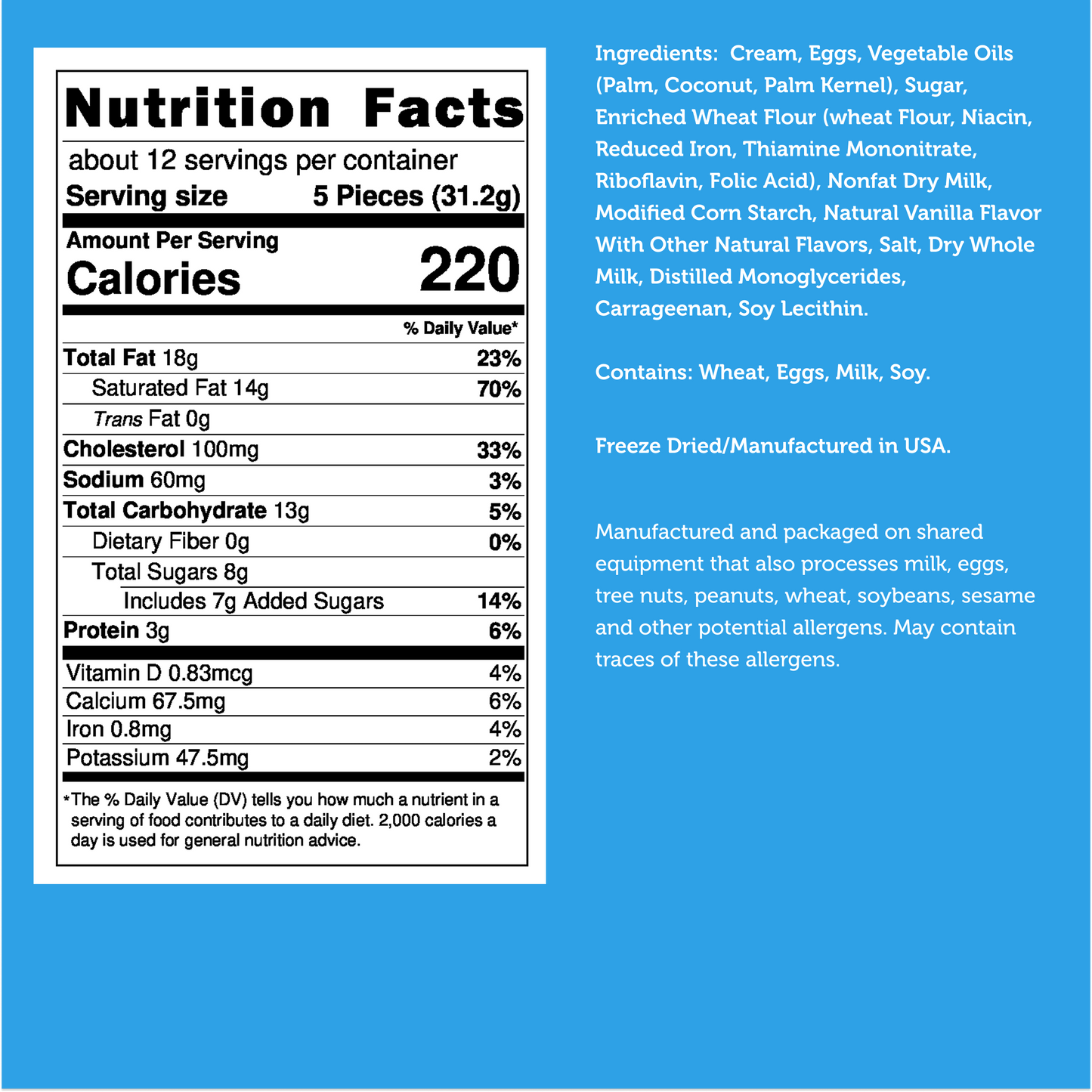 Freeze Dried Dessert Belgian Cream Puffs
