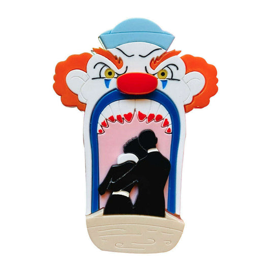 a clown face with a hat and nose