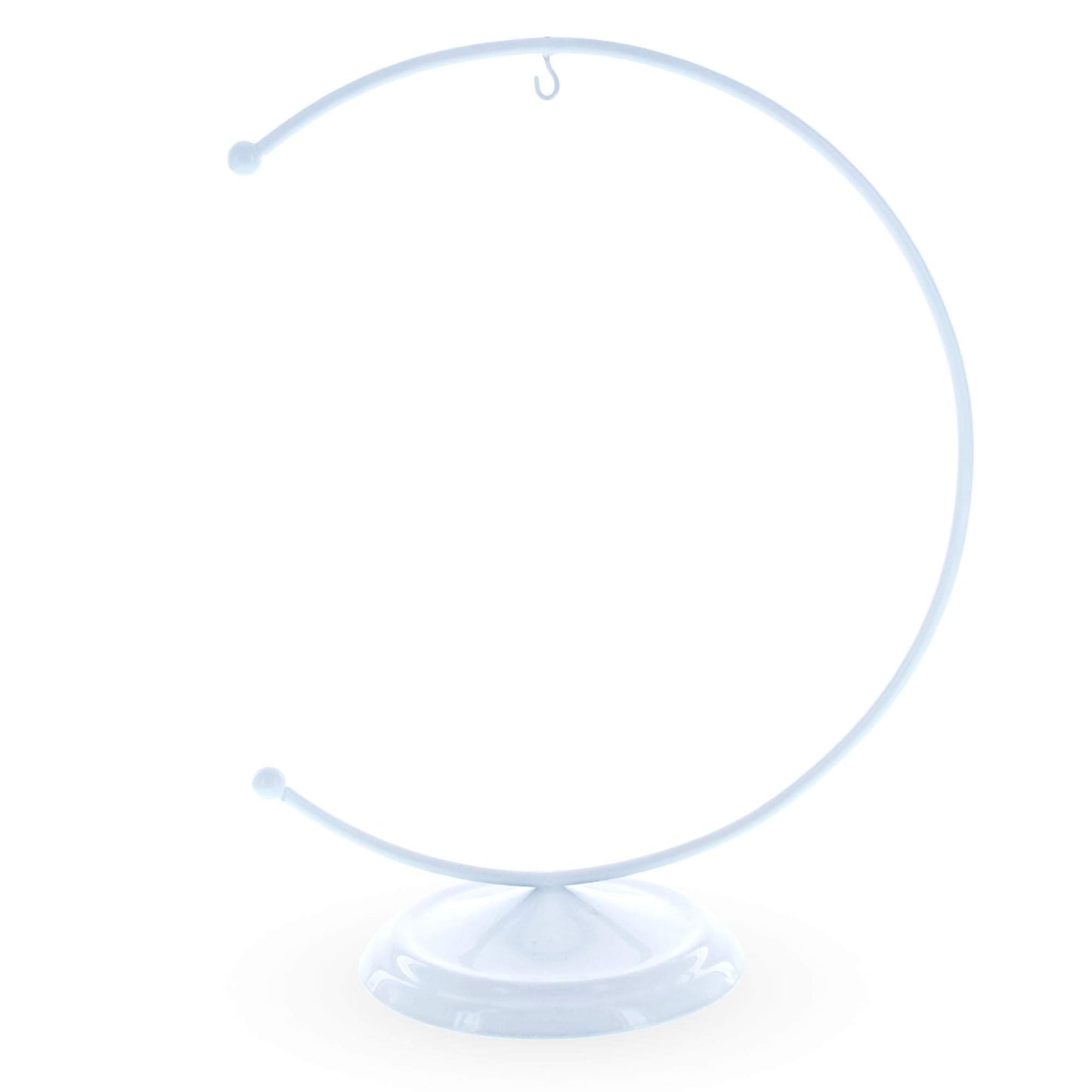 Crescent Moon White Painted Metal Ornament Display Stand 8.8 Inches
