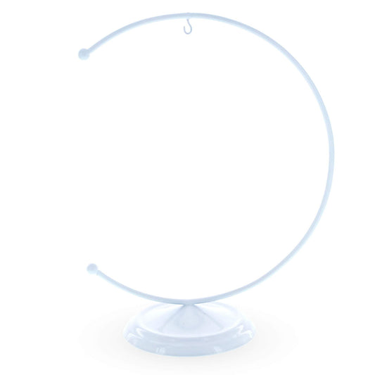Crescent Moon White Painted Metal Ornament Display Stand 8.8 Inches