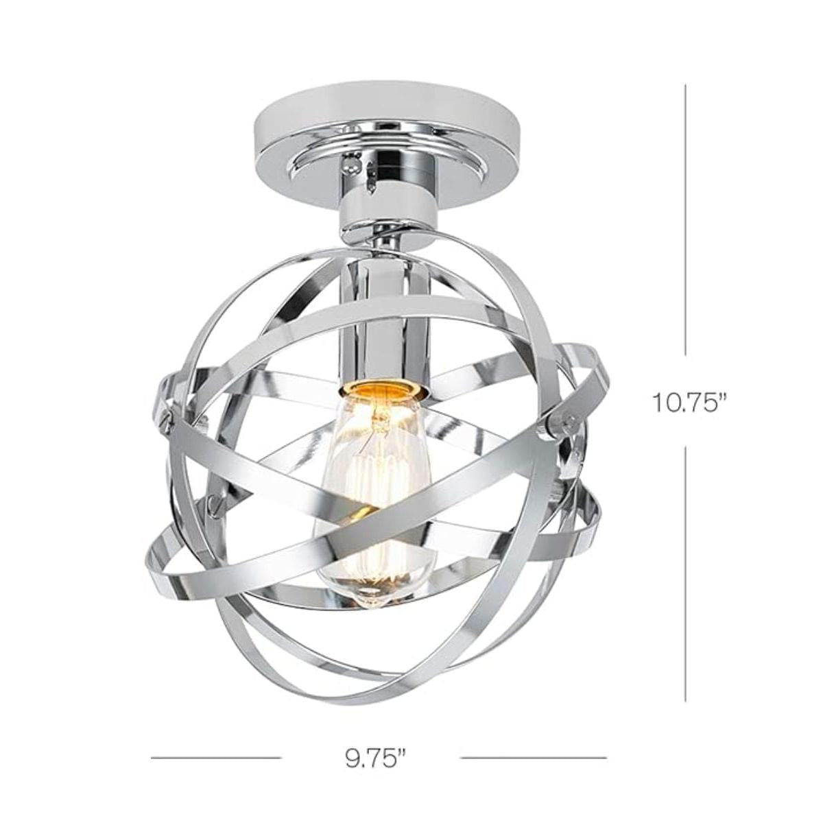 Cresswell 10"W Colton Orbit 1-Light Chrome Elliptical Rings Semi-Flushmount Orb Light Fixture