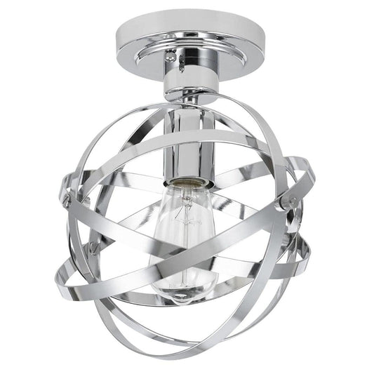 Cresswell 10"W Colton Orbit 1-Light Chrome Elliptical Rings Semi-Flushmount Orb Light Fixture