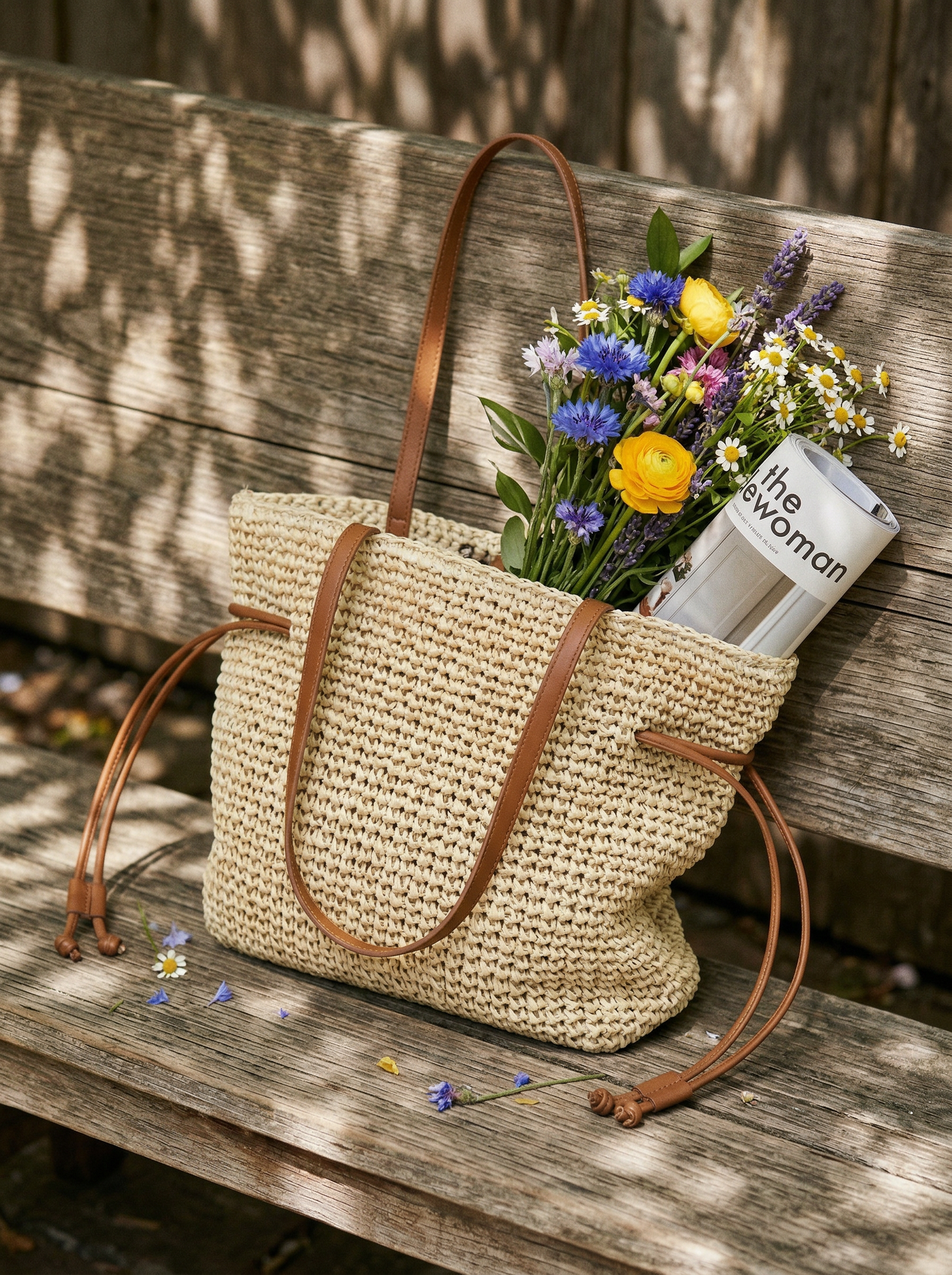 Artisanal Hand-Crocheted Straw Bucket Bag