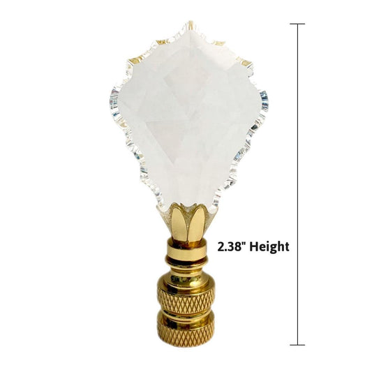 Crystal Gothic Cross Lamp Finial Polished Brass Knurled Base 2.75"h