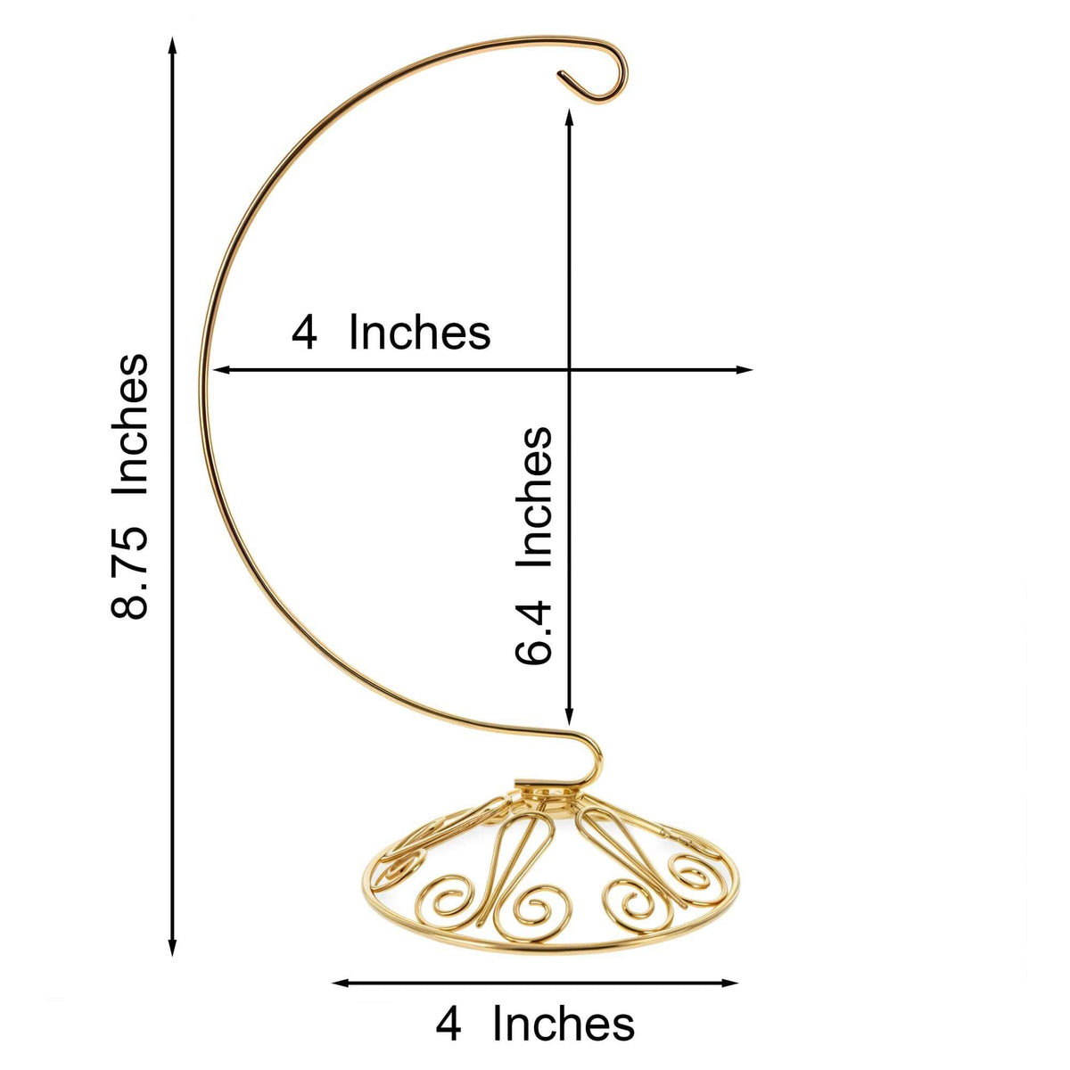 Curved Gold Wire Swirl Base Ornament Stand Display 8.75 Inches