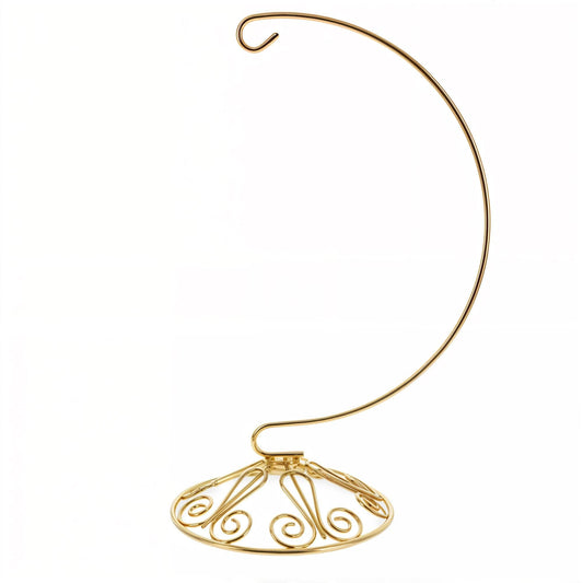 Curved Gold Wire Swirl Base Ornament Stand Display 8.75 Inches