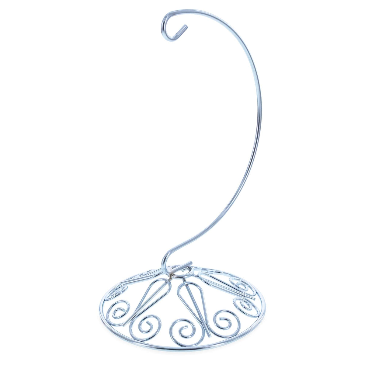 Curved Silver Wire Swirl Base Ornament Stand Display 7 Inches
