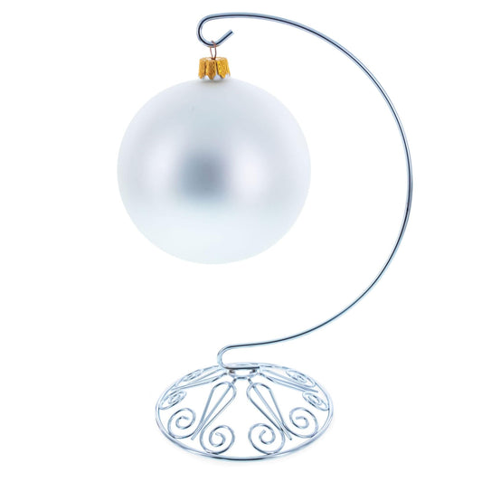 Curved Silver Wire Swirl Base Ornament Stand Display 8.75 Inches