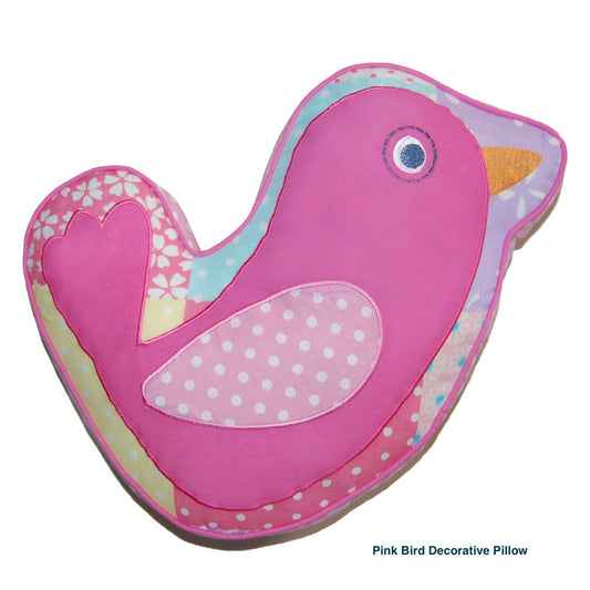 Pink Owl Embroidered Bird Novelty Decor Throw Pillow