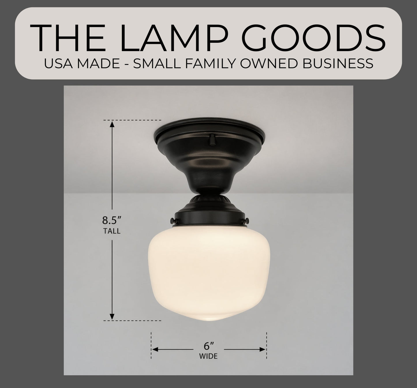 Simple Schoolhouse Milk Glass |6"| Ceiling Light