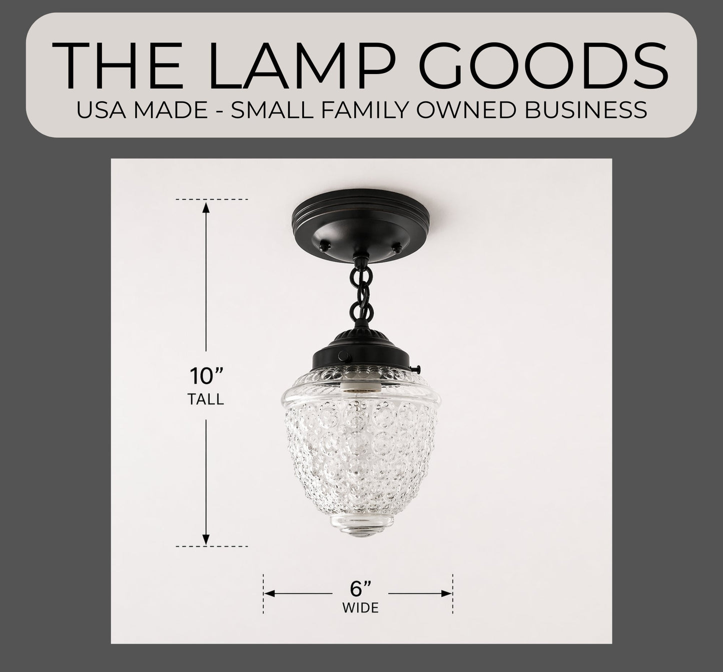 Antique Acorn Glass Ceiling Light with Chain | 6″