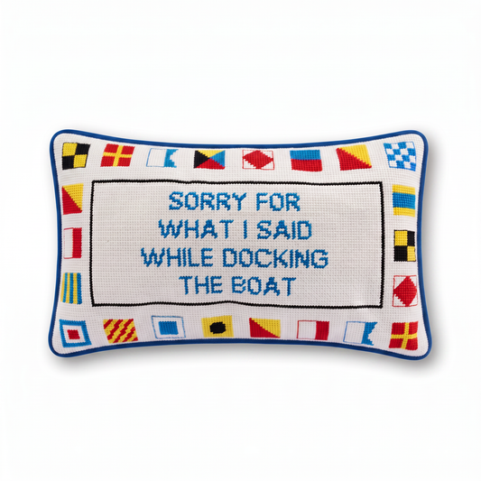 Docking The Boat Needlepoint Pillow