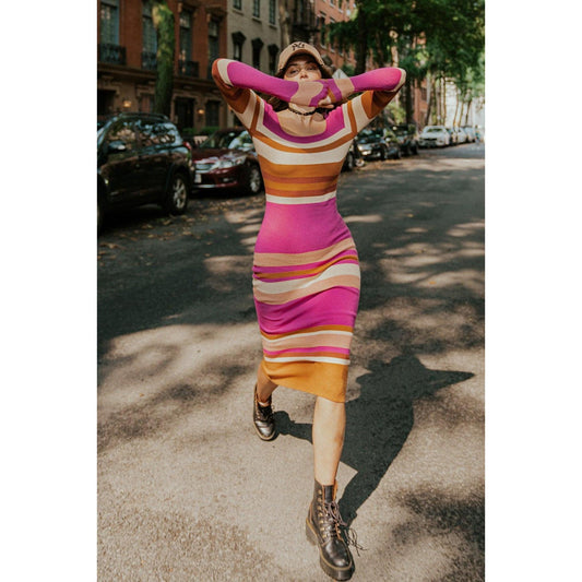 EVENING OF ELEGANCE SWEATER MIDI DRESS