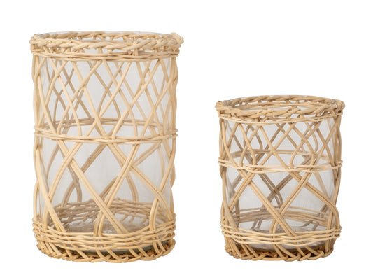 a pair of wicker baskets