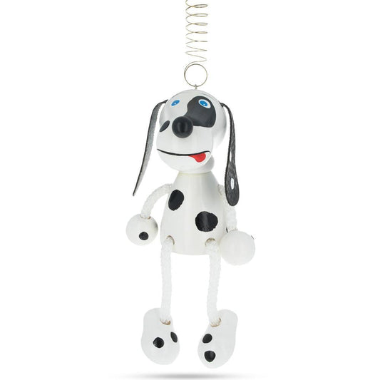 Dalmatian Dog Wooden Doll on a Spring 5.7 Inches