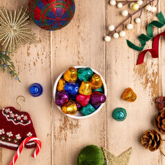 a bowl of candy and decorations