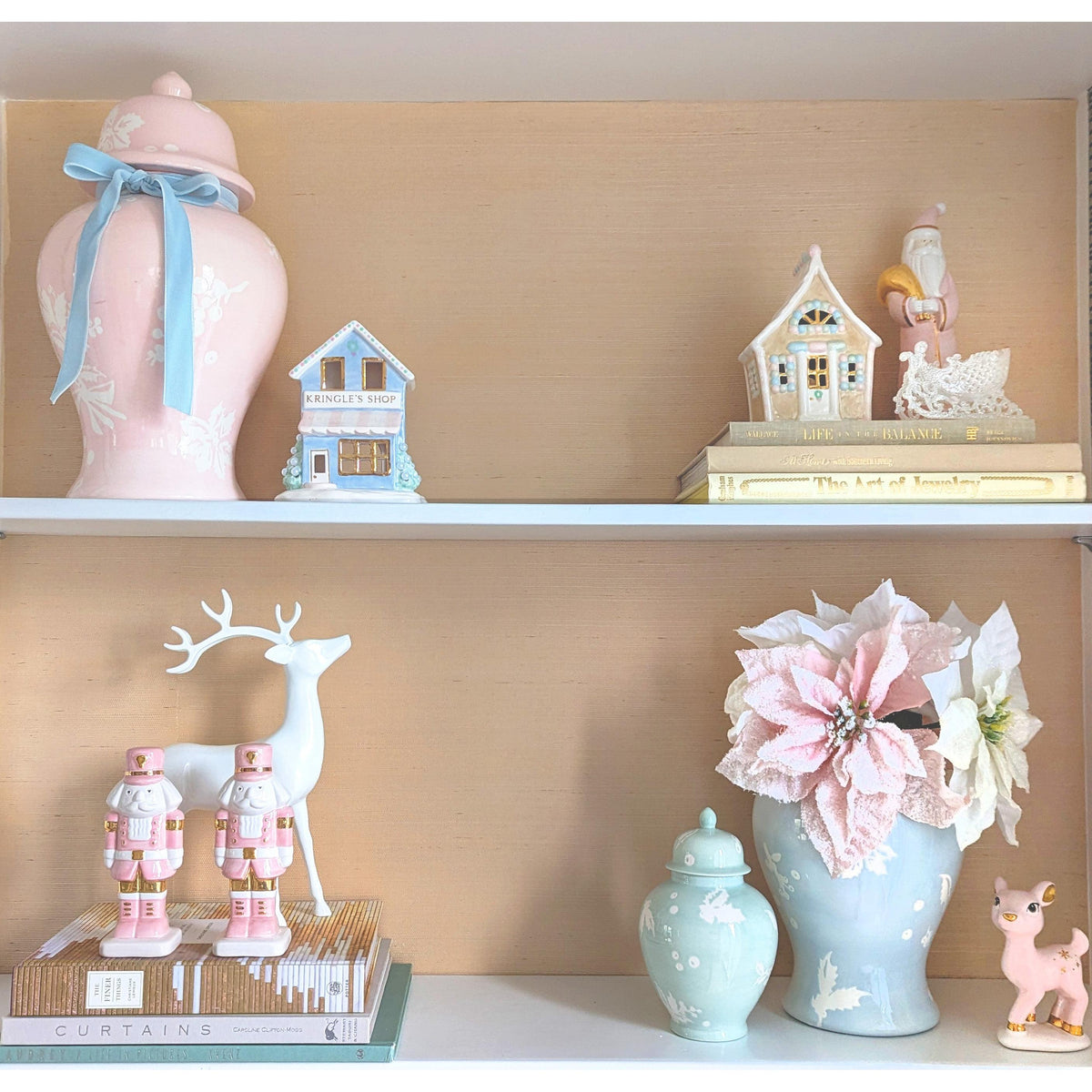 Deck the Halls Ginger Jars in Cherry Blossom Pink