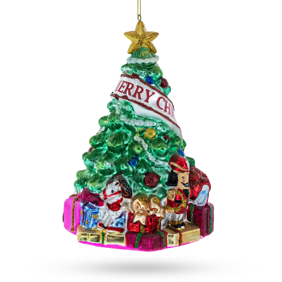 Decorated Christmas Tree Glass Christmas Ornament