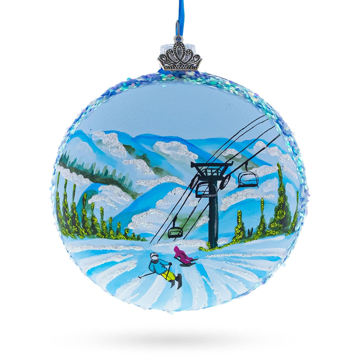 Deer Valley Ski Resort, Park City, Utah Glass Ball Christmas Ornament