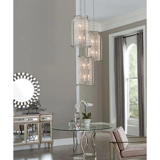 Desiree 6-Light 18"w Pendant Foyer Hanging Light Fixture Silver Ridge Grey Finish by Progress