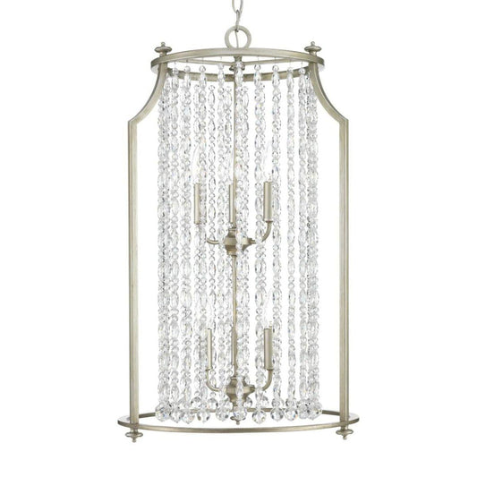 Desiree 6-Light 18"w Pendant Foyer Hanging Light Fixture Silver Ridge Grey Finish by Progress