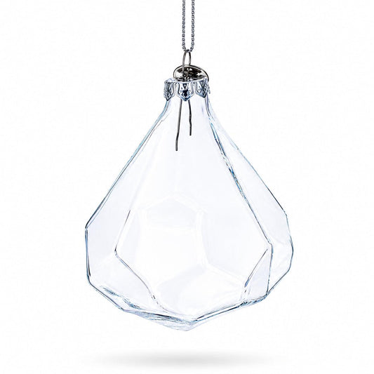 Diamond Shape Clear Glass Christmas Ornament 3.6 Inches