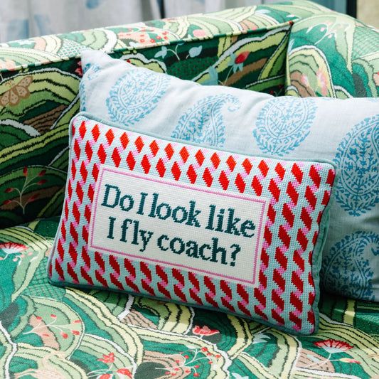 Fly Coach Needlepoint Pillow