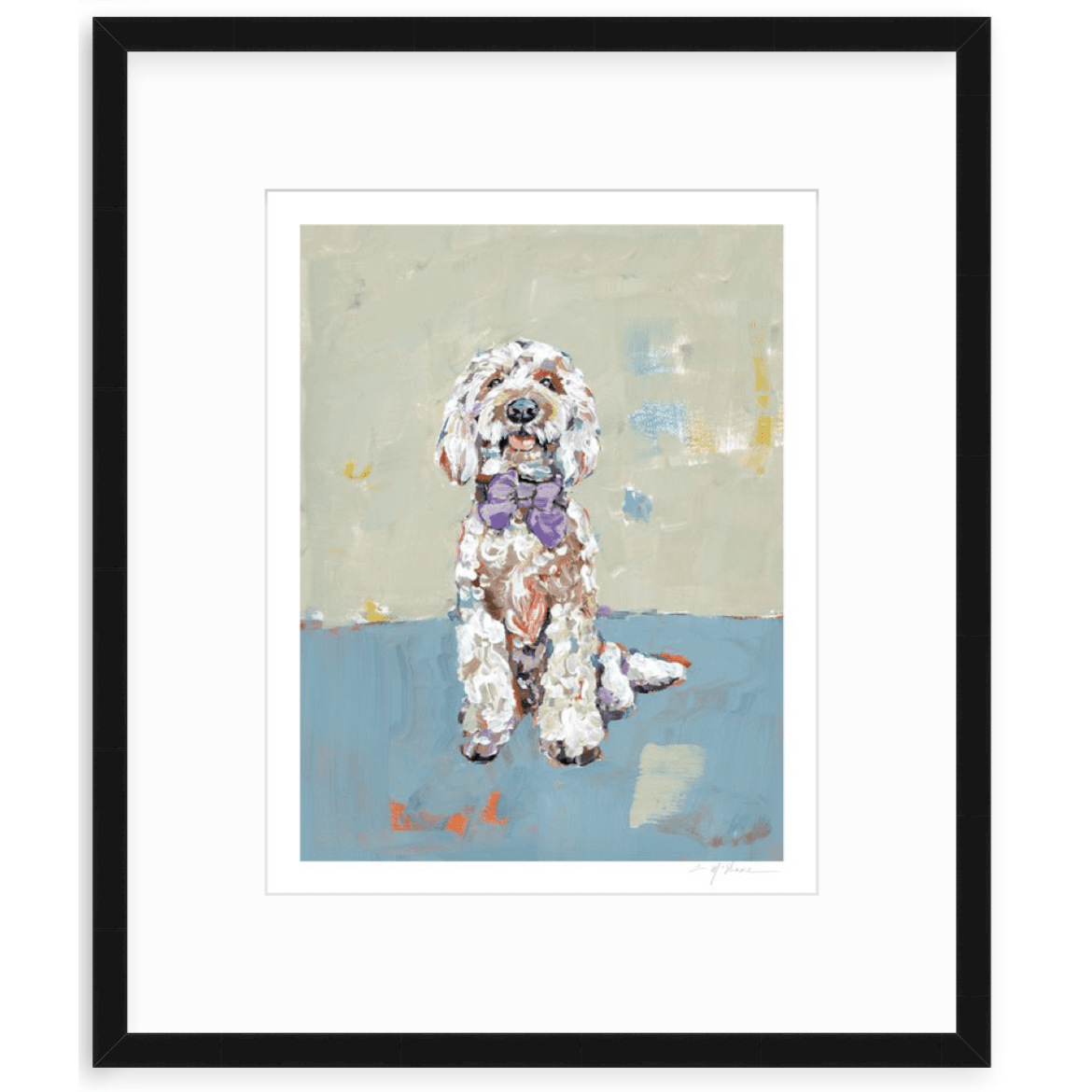 Doodle Dog (blue background) Fine Art Print