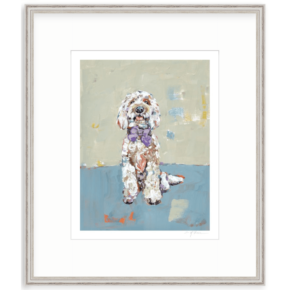 Doodle Dog (blue background) Fine Art Print