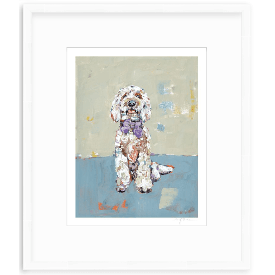 Doodle Dog (blue background) Fine Art Print